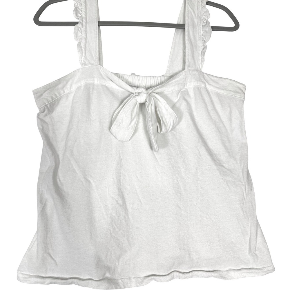 J.Crew Tank Top Women's‎ Large White Bow Front Ruffle Coquette Cottagecore Boho